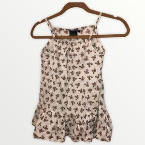mini boden white brown liberty floral print top 7-8